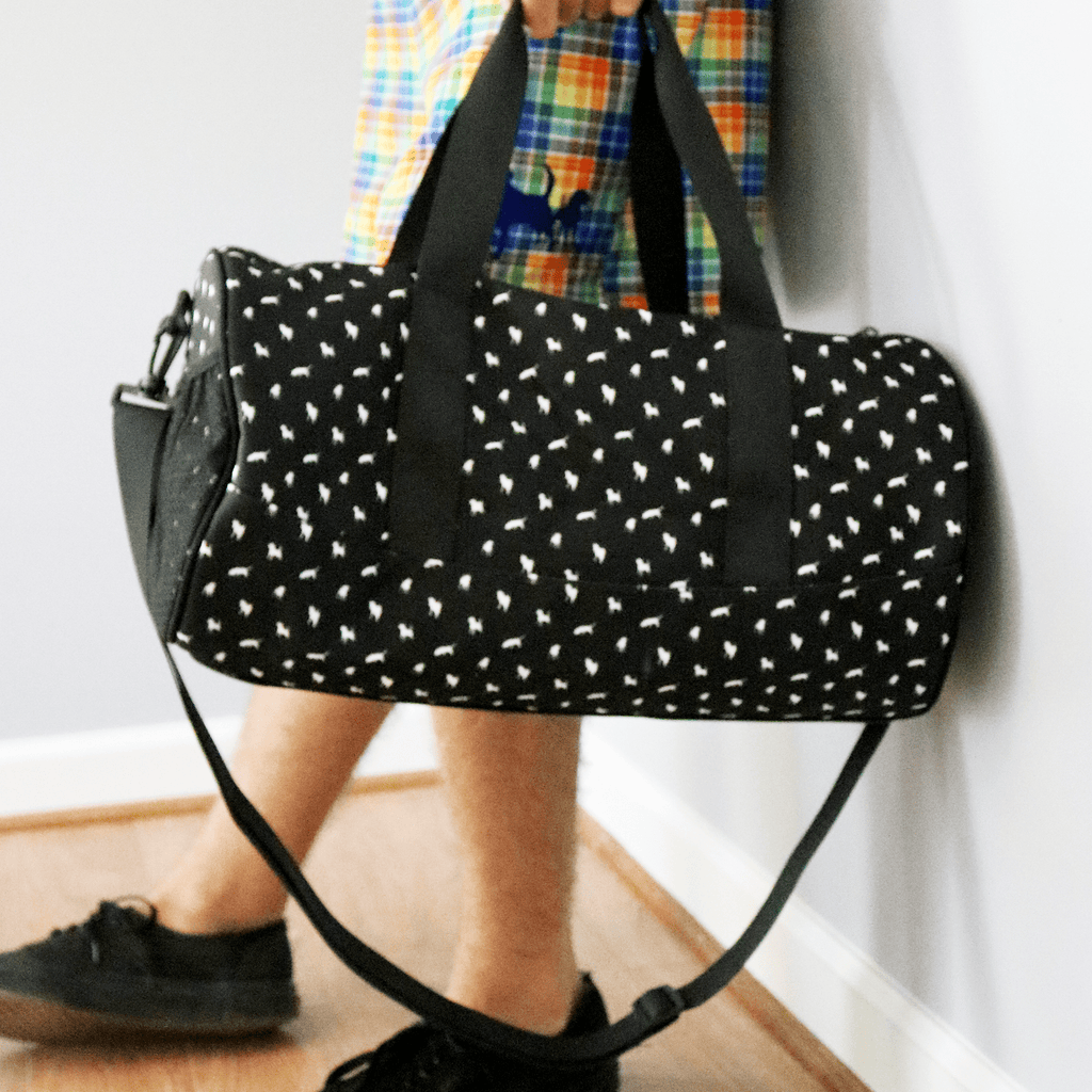 Black Critter Print Weekender Duffle