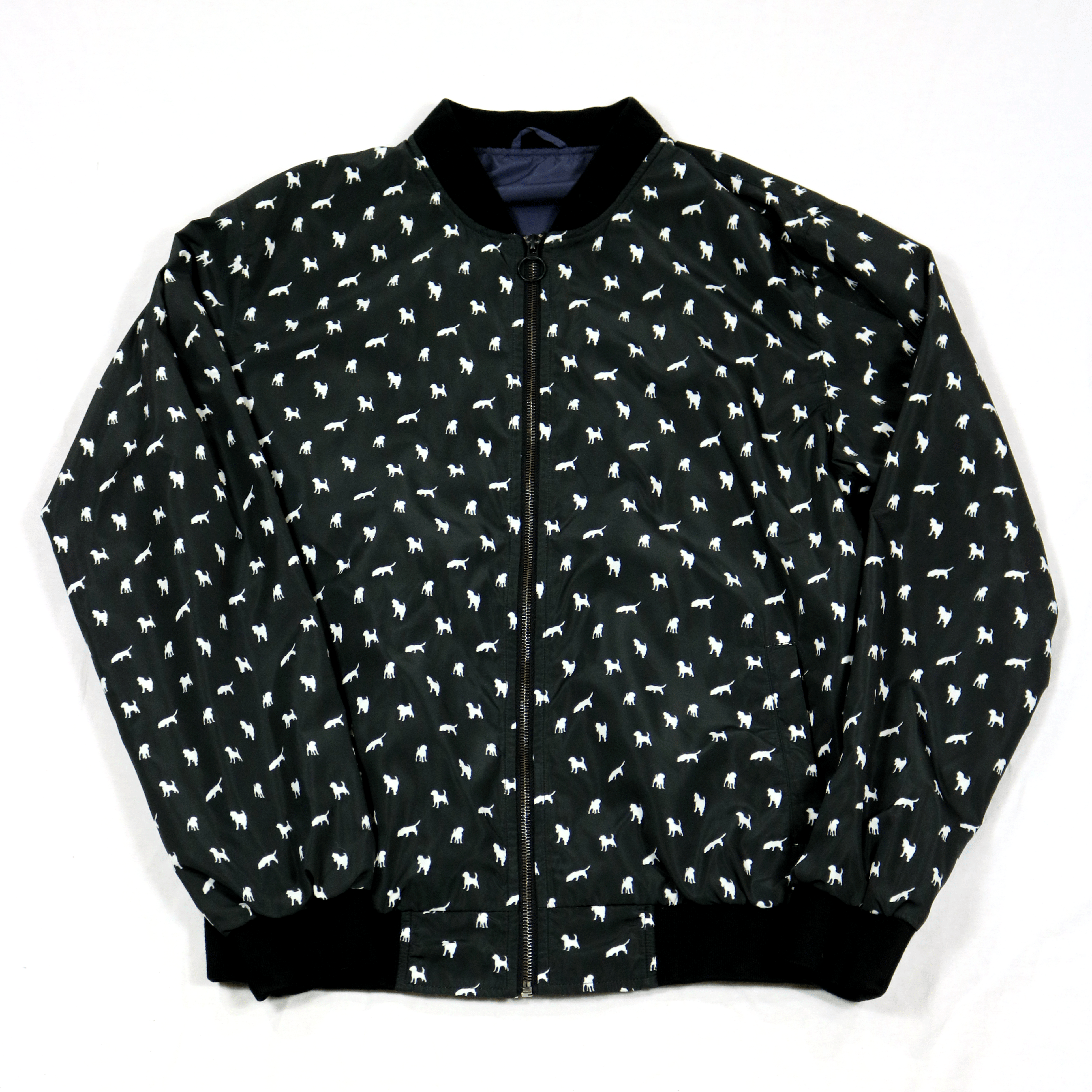 Black Critter Print Zip Bomber Jacket Black Critter Print Zip Bomber Jacket