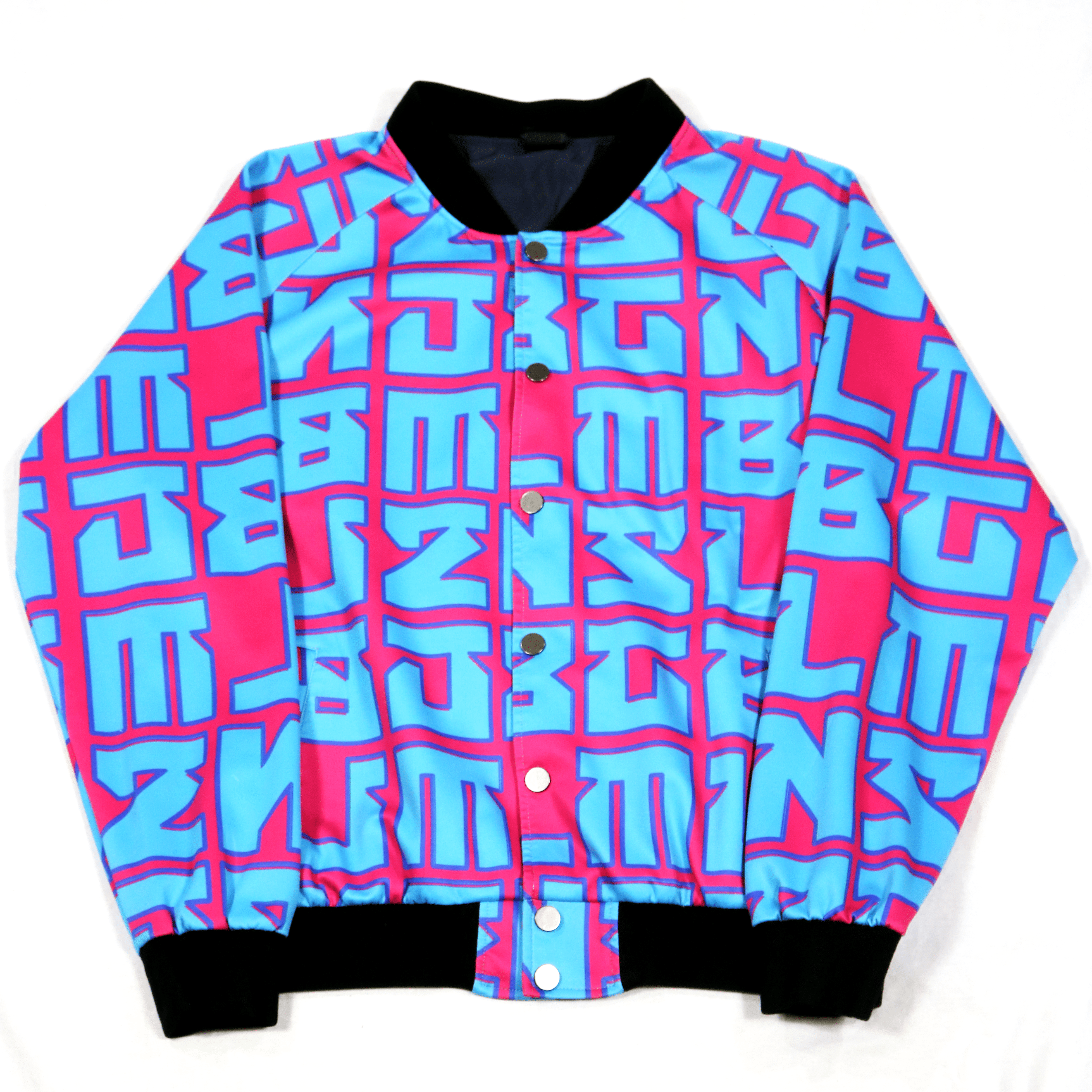 Glyph Print Snap Bomber Jacket Glyph Print Snap Bomber Jacket