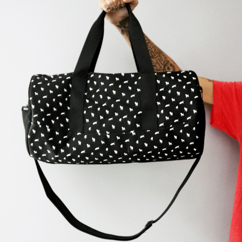 Black Critter Print Weekender Duffle