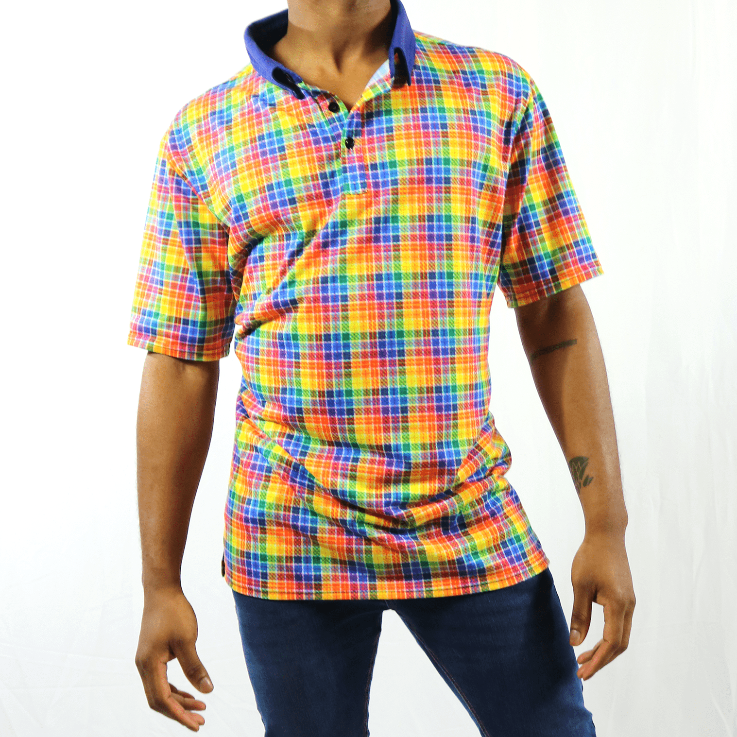 Pride Plaid Jersey Polo