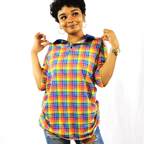 Pride Plaid Jersey Polo